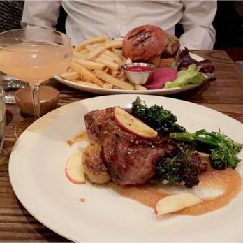 Nopa - Country Pork Chop (front) & Wood Grilled Hamburger (back) | IG: @nomwithelaine - New American Near Me - San Francisco, California