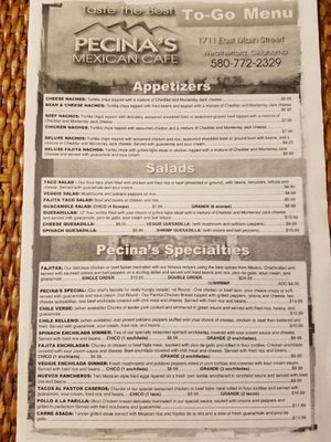 Menu photo 8 Pecina's Mexican Cafe Weatherford, OK Menu photo 8 Pecina's Mexican Cafe Weatherford, OK