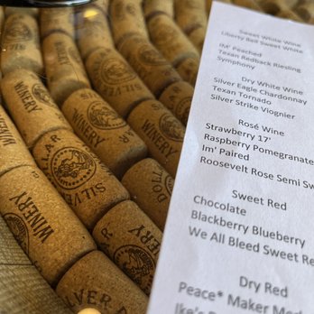 Silver Dollar Winery - wine corks and a menu - Wine Bars Near Me - Bedford, Texas