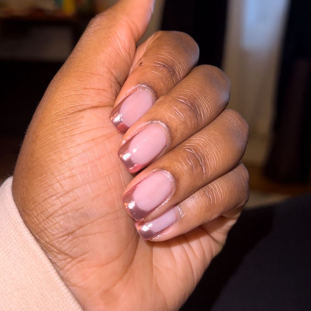 Shimmer Nail Spa - Gel Mani w/ Metallic Tips - Nail Salons Near Me - Brooklyn, New York Shimmer Nail Spa - Gel Mani w/ Metallic Tips - Nail Salons Near Me - Brooklyn, New York