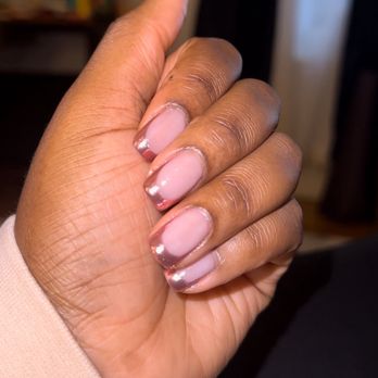Shimmer Nail Spa - Gel Mani w/ Metallic Tips - Nail Salons Near Me - Brooklyn, New York Shimmer Nail Spa - Gel Mani w/ Metallic Tips - Nail Salons Near Me - Brooklyn, New York
