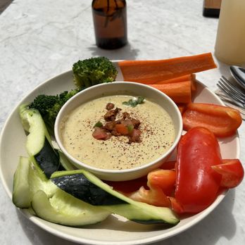 Flower Child - Green Chile Queso with Vegetables - Salad Near Me - Del Mar, California Flower Child - Green Chile Queso with Vegetables - Salad Near Me - Del Mar, California