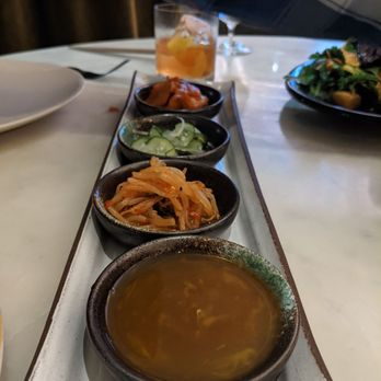 Animae - Egg/shoyu dipping sauce and pickled/spicy fixins to accompany wagyu. - Asian Fusion Near Me - San Diego, California Animae - Egg/shoyu dipping sauce and pickled/spicy fixins to accompany wagyu. - Asian Fusion Near Me - San Diego, California