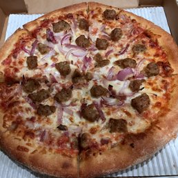 Medium sausage and red onion. Yum.