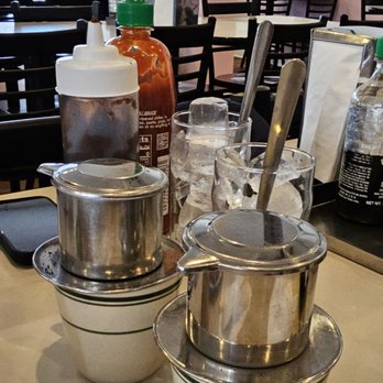 Pho 75 - iced Vietnamese coffee: drip coffee + condensed milk, poured over ice - Vietnamese Near Me - Philadelphia, Pennsylvania