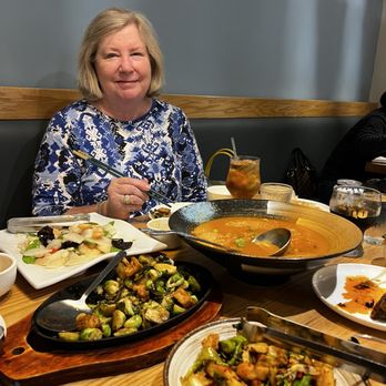 Peter Chang McLean - Sizzling Brussel Sprout w. Braised Tofu  Tomato Beef Rice Crispy  Dry Fried Eggplant & Mushroom - Szechuan Near Me - McLean, Virginia