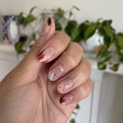 Ascend Nail Lounge - "Oil painting" nail art with splashes of fall colors