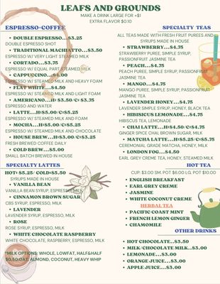 Menu photo 7 Leafs and Grounds Las Vegas, NV