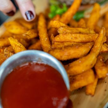 Laughing Monk Brewing - Sweet Potato Fries ($3/upgrade) Fry thief extra... - Gastropubs Near Me - Sunnyvale, California Laughing Monk Brewing - Sweet Potato Fries ($3/upgrade) Fry thief extra... - Gastropubs Near Me - Sunnyvale, California
