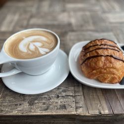 Latte and chocolate croissant