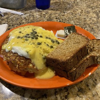 Keltic Kitchen - Potato Cake Salmon Benny - was a great idea but the salmon was overpowered by everything else - Breakfast & Brunch Near Me - West Yarmouth, Massachusetts Keltic Kitchen - Potato Cake Salmon Benny - was a great idea but the salmon was overpowered by everything else - Breakfast & Brunch Near Me - West Yarmouth, Massachusetts
