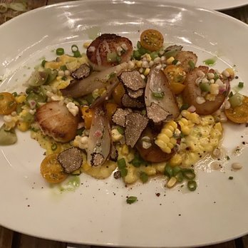 Almond Restaurant - Summer scallop dish! - New American Near Me - Bridgehampton, New York