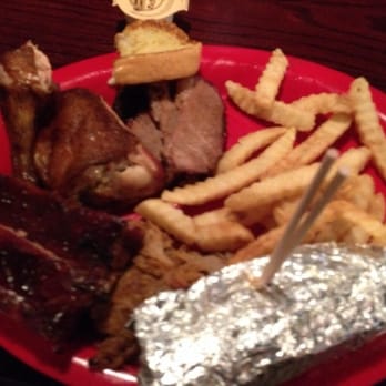 Sonny's BBQ - The sampler with fries and corn. - Barbeque Near Me - Orlando, Florida