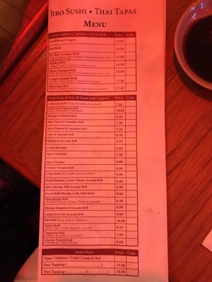Menu photo 2 Jiro Sushi Thai Tapas San Juan, PR