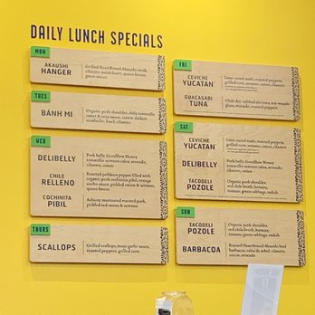 Tacodeli - Daily lunch special wall - Mexican Near Me - Plano, Texas