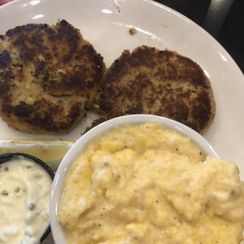 Dead Dog Saloon - Crab patties and cheesy grits - Seafood Near Me - Murrells Inlet, South Carolina Dead Dog Saloon - Crab patties and cheesy grits - Seafood Near Me - Murrells Inlet, South Carolina
