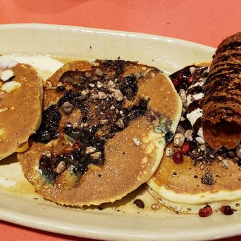 Snooze, an A.M. Eatery - Pancake flight (pineapple turnover, pancake of the day, & cannoli!!) - Breakfast & Brunch Near Me - Tempe, Arizona Snooze, an A.M. Eatery - Pancake flight (pineapple turnover, pancake of the day, & cannoli!!) - Breakfast & Brunch Near Me - Tempe, Arizona