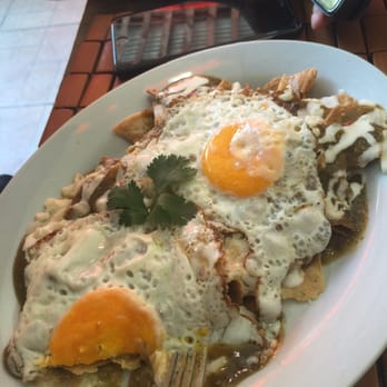Café Orange - Chilaquiles with 2 eggs added. Salsa verde. - Breakfast & Brunch Near Me - Playa del Carmen, ROO