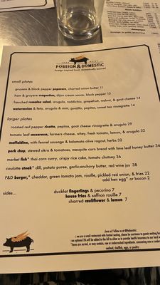 Menu photo 1 Foreign & Domestic Austin, TX