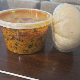 Egusi with spinach and fufu Egusi with spinach and fufu