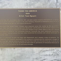 Vietnamese Heritage Garden - Plaque at the base of the statues.