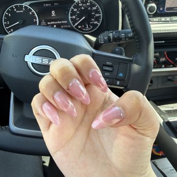 Escape Nails & Day Spa - May 2026 - Builder Gel with Cateye design in French Tip shape by Kaitlyn! - Nail Salons Near Me - Gainesville, Virginia Escape Nails & Day Spa - May 2026 - Builder Gel with Cateye design in French Tip shape by Kaitlyn! - Nail Salons Near Me - Gainesville, Virginia