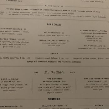 Credence - Menu - New American Near Me - Houston, Texas