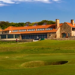 Craigielaw Golf Club - View from the golf course of The Lodge at Craigielaw and the restaurant