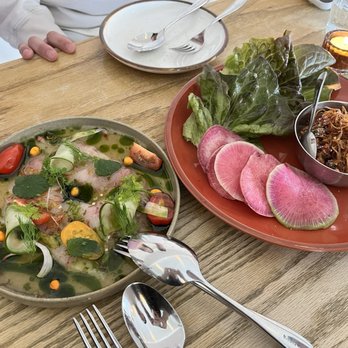 Favorites - Left: Ceviche; Right: Thai Beef Tartare - Salad Near Me - Toronto, Ontario Favorites - Left: Ceviche; Right: Thai Beef Tartare - Salad Near Me - Toronto, Ontario