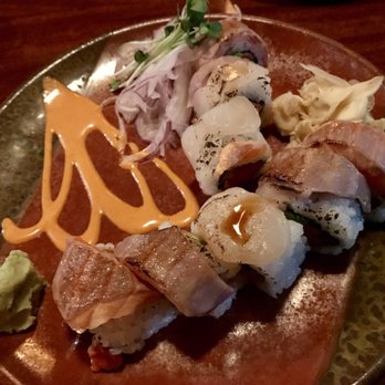 Sushi Tomi - Tomi special roll (seared scallops and salmon with spicy tuna inside) - Sushi Bars Near Me - Mountain View, California Sushi Tomi - Tomi special roll (seared scallops and salmon with spicy tuna inside) - Sushi Bars Near Me - Mountain View, California