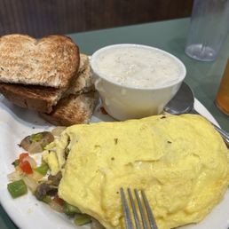 Veggie Omelet add avacado with rye toast and grits Veggie Omelet add avacado with rye toast and grits