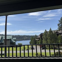 WorldMark Arrow Point - View from one of the rooms - you can still see the lake but it's partially obscured by the new Gozzer Lakeside Lodge