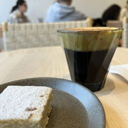 a piece of cake and a cup of coffee