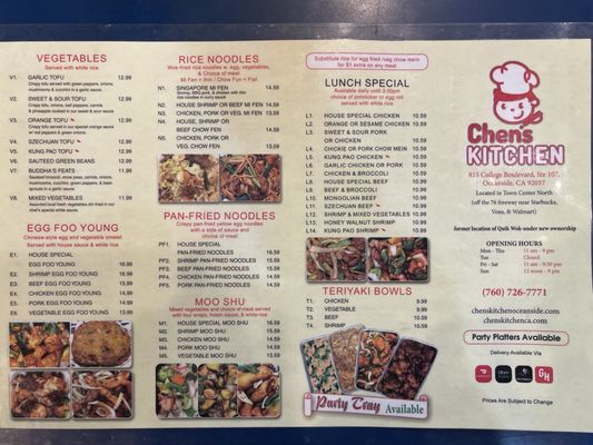 Menu photo 2 Chen's Kitchen Oceanside, CA Menu photo 2 Chen's Kitchen Oceanside, CA