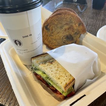Pillars Café - Coffee, 1/2 veggie sandwich, chocolate chip cookie - Coffee & Tea Near Me - Porter Ranch, California
