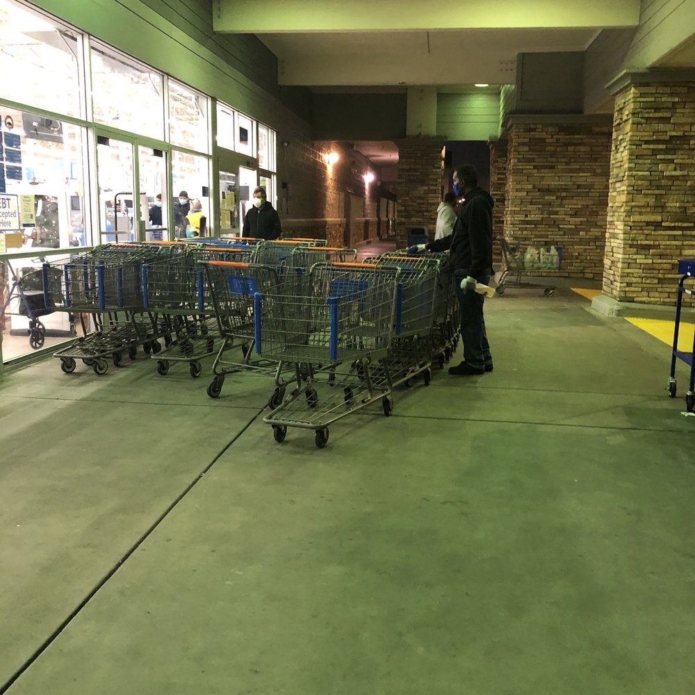Walmart Supercenter - Sanitizing carts - Department Stores Near Me - Marina, California