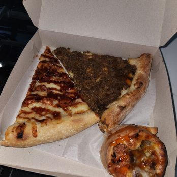 Cuts & Slices - BBQ chicken, sweet chili oxtail slice and sweet chili oxtail pinwheel. - Pizza Near Me - St Albans, New York