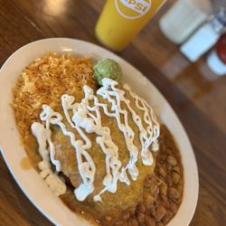 Doug's Diner -Windsor - Breakfast enchiladas with Mexican crema and green chili