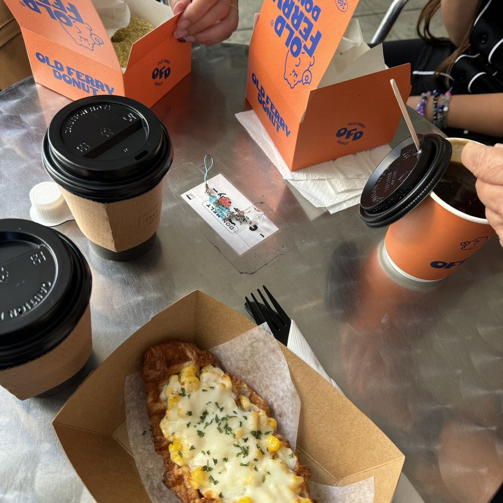 Corn and cheese croffle and americano Corn and cheese croffle and americano
