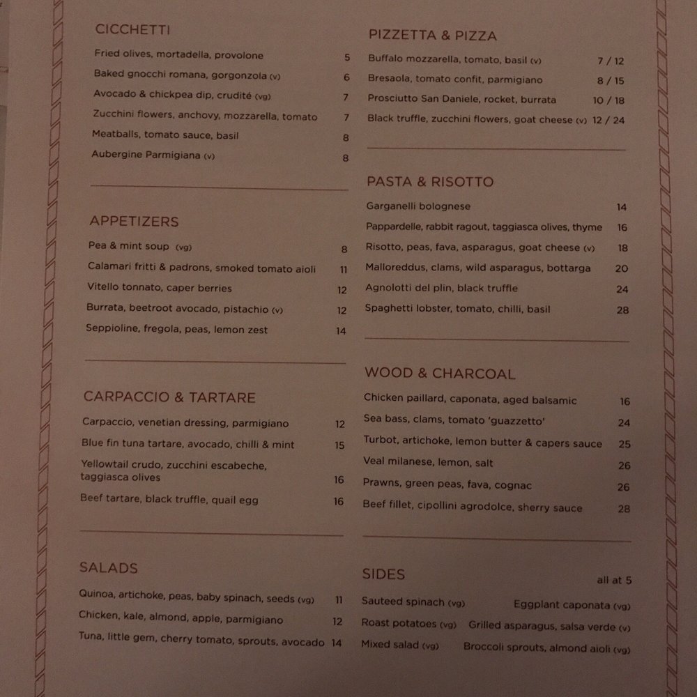 Cecconi's - Menu - Italian Near Me - Barcelona, B