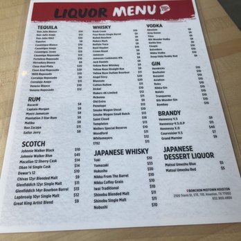 Bonchon Midtown Houston - Liquor Menu - Korean Near Me - Houston, Texas