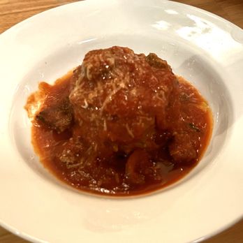 Rosalie - Pork Meatball, smoked guanciale, amatrician, caper berries. - Italian Near Me - Covina, California Rosalie - Pork Meatball, smoked guanciale, amatrician, caper berries. - Italian Near Me - Covina, California