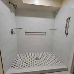 The shower that replaced a damaged hot tub. The shower that replaced a damaged hot tub.