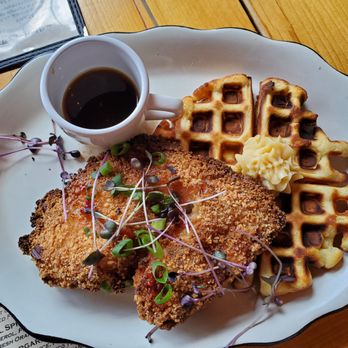 The Barn Restaurant & Tavern - burnt & uncooked chicken and waffles - New American Near Me - Pawlet, Vermont