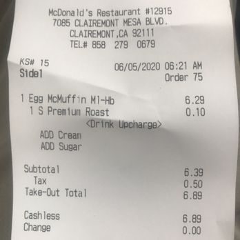 McDonald's - Drink up charge? The combo comes with a small coffee - Fast Food Near Me - San Diego, California McDonald's - Drink up charge? The combo comes with a small coffee - Fast Food Near Me - San Diego, California