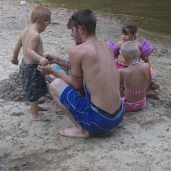 Turkey Falls Creek - Diggin in the samd. Great spot for the kids. Kinda like a pool, got a deep end and a shallow end.