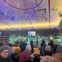 The bar with a fun air hockey ceiling