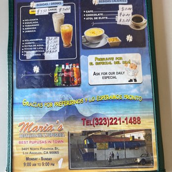Maria's Restaurant - Drink menu - Salvadoran Near Me - Los Angeles, California