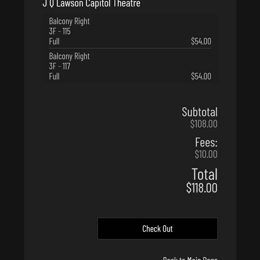 $118 for 2 balcony tickets on venue site.