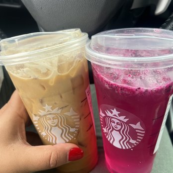 Starbucks - Shaken Oatmilk Expresso with 2 pumps of vanilla She doesn't do coffee so we get her a mango dragon fruit with water and light ice - Coffee & Tea Near Me - Orlando, Florida Starbucks - Shaken Oatmilk Expresso with 2 pumps of vanilla She doesn't do coffee so we get her a mango dragon fruit with water and light ice - Coffee & Tea Near Me - Orlando, Florida